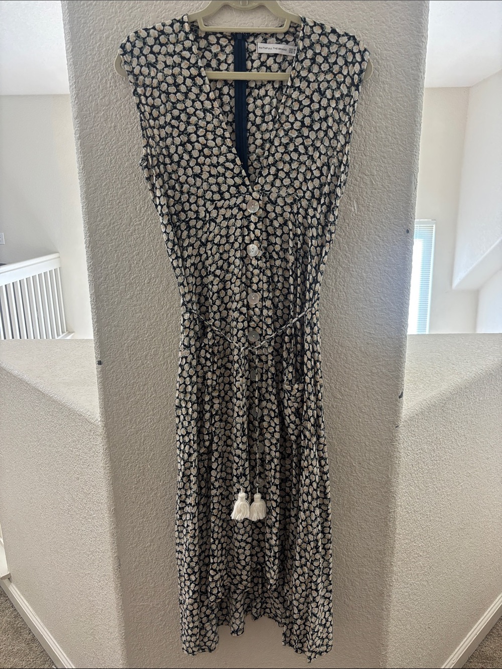 Faithfull the Brand Navy and White Floral Maxi Dress